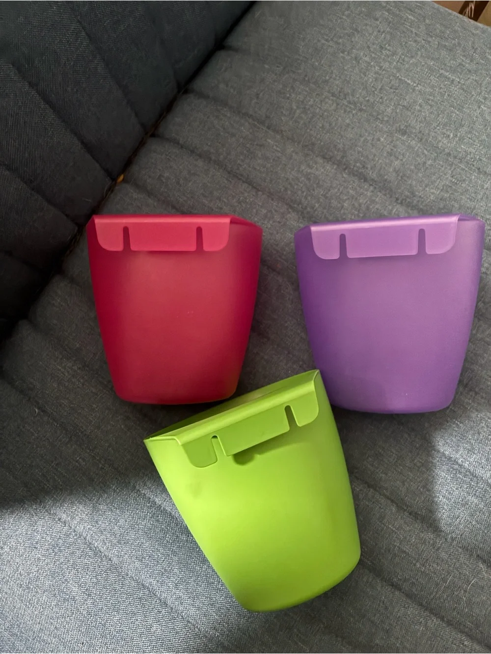 Multicolor Wall-Mount Storage Cups - Green, Purple, Pink